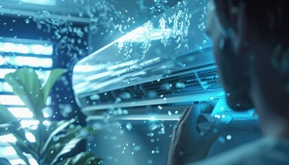 Adjusting Air Conditioning in a Modern Room