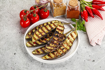Grilled tasty ripe eggplant slice