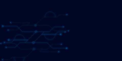 Vectors High-tech connection system on a blue background. Technology digital circuit board background. Technology black circuit diagram.