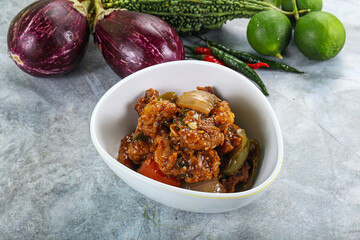 Asian cuisine - prawn in chili sauce