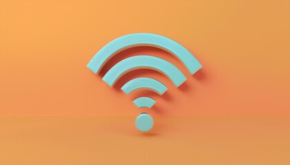 wi fi symbol over yellow background, 3d rendering