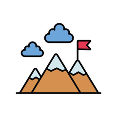 mountain color line icon with white background vector stock illustration
