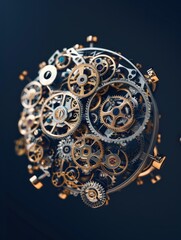 Intricate Clockwork Gears in Spherical Design