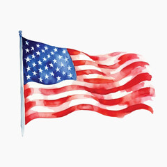 Obraz premium Watercolor American flag illustration