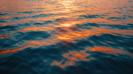 Sunset Reflection On Rippling Ocean Waves.