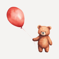 Cute teddy bear with balloon
