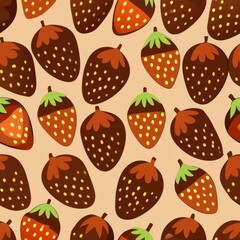 Seamless pattern of chocolate-covered strawberries, Generative AI