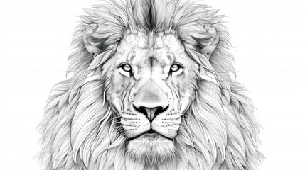 Majestic Lion Illustration in Black and White
