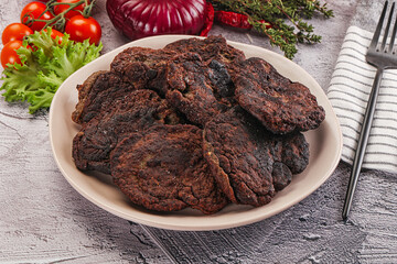 Liver pancakes in the bowl