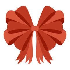 Bow icon. Cartoon ribbon for invitation or gifts, present cards and luxury wrap pack isolated on white background. Holidays and celebrations decoration for your design. Vector illustration