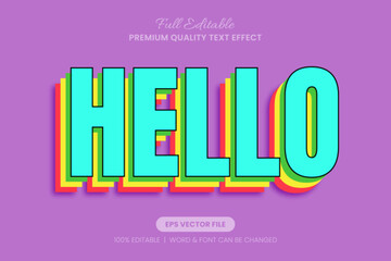 Hello Stacked Colorful Editable Text Effect, Font Graphic Style