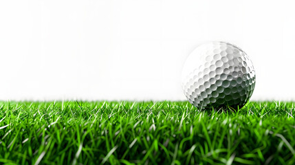 Fototapeta premium Golf ball on green turf isolated on white background
