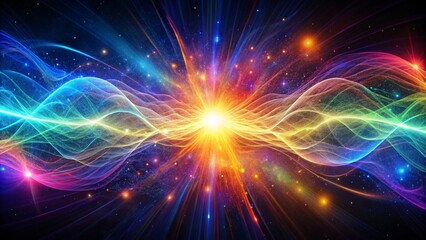 Abstract representation of vibrant energy waves pulsating through space, energy, dynamic, light, color, abstract, waves