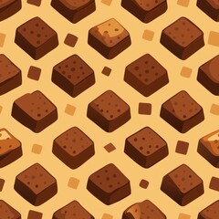  Seamless pattern of fudge squares and brownies, Generative AI