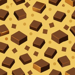  Seamless pattern of fudge squares and brownies, Generative AI