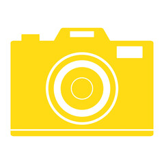 Yellow Camera Icon, Isolated on White