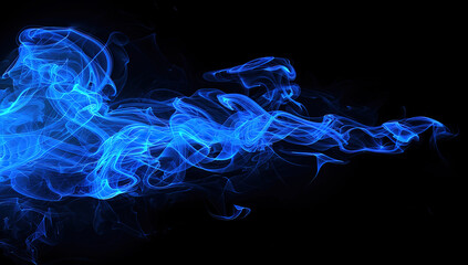 Abstract Blue Smoke on Black Background. High-Definition Realistic Wallpaper with Ethereal and Mystical Atmosphere. Perfect for Modern and Futuristic Design Concepts.