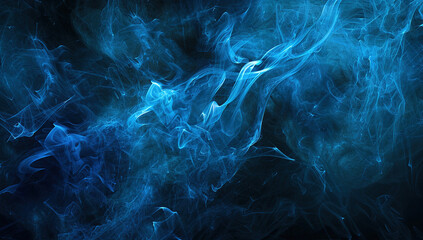 Fototapeta premium Abstract Blue Smoke on Black Background. High-Definition Realistic Wallpaper with Ethereal and Mystical Atmosphere. Perfect for Modern and Futuristic Design Concepts.