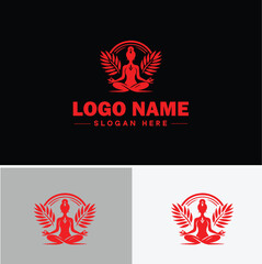 Obraz premium yoga studio icon Yoga sanctuary Yoga center Yoga school flat logo sign symbol editable vector