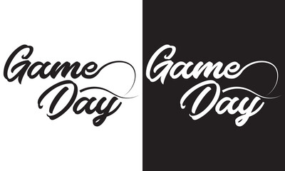 Game Day, Sport, Gameday, Cut Files, Silhouette, Cricut.  isolated on white and black background. EPS 10 