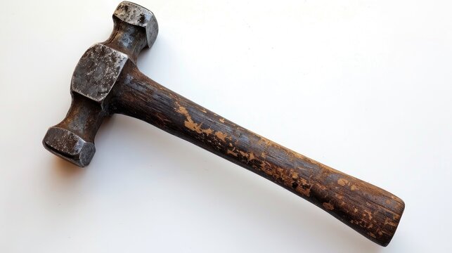 Stock photo of a large vintage hammer on a white background