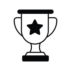trophy glyph icon with white background vector stock illustration