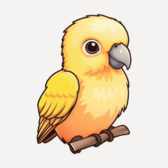 Cute cartoon yellow parrot illustration