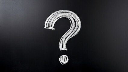 Chalk drawn Question mark symbol, Chalk drawing of question mark symbol on a black board, Question mark sign on a black background