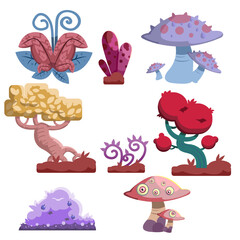 colorfull alien plant set