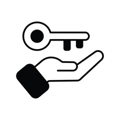 key glyph icon with white background vector stock illustration