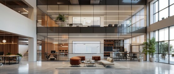 Productive Office Team Collaborating with Digital Whiteboards in Modern Workspace Setting