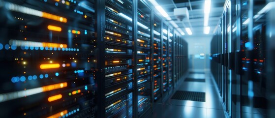 Tech Team in Action: IT Specialists Managing Secure Server Room with High-Tech Hardware and Software Systems