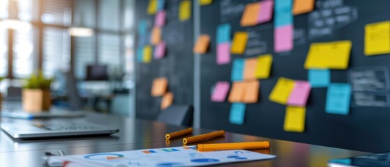 Modern Office Team in Collaborative Project Planning Session Utilizing Digital Tools and Whiteboards