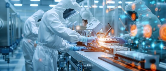 Precise Factory Workers Maintaining Quality Standards on Production Line