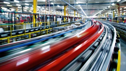 Fototapeta premium Supply Chain Management: The process of managing the flow of goods and services from initial raw materials to the final delivery, focusing on optimizing efficiency and delivery. 