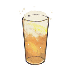 手描き風イラスト劇画・グラスビール単品