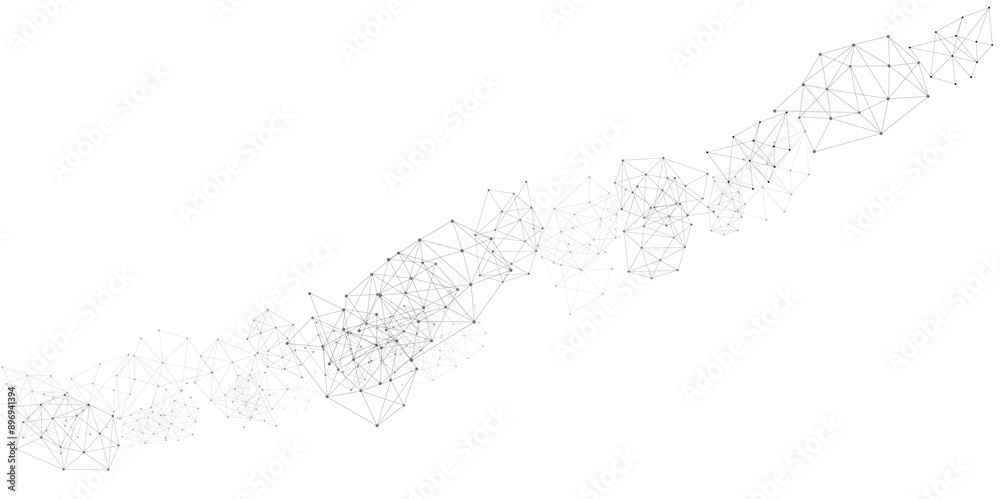 Poster Grey graphic background dots with connections technologies and sharing data as abstract concept.