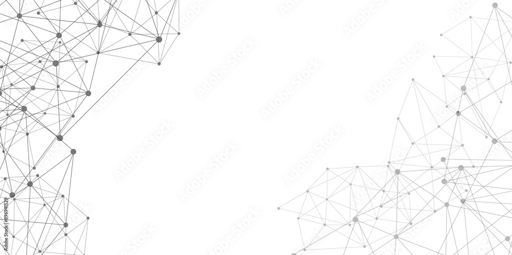 Poster Vector Grey graphic background dots with connections technologies and sharing data as abstract concept.