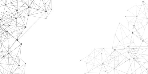 Vector Grey graphic background dots with connections technologies and sharing data as abstract concept.