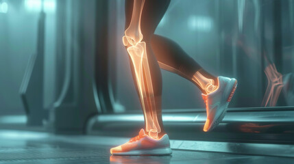 A computer-generated image shows a jogger's knee.