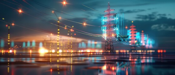 Obraz premium Advancing Infrastructure: Digital Twins Enhancing Efficiency of Digital Electricity Networks
