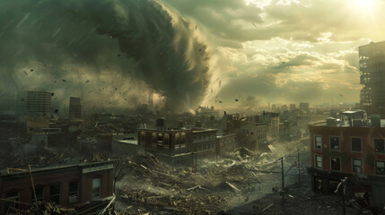 A huge tornado ripped through the city, leaving nothing but rubble in its wake.