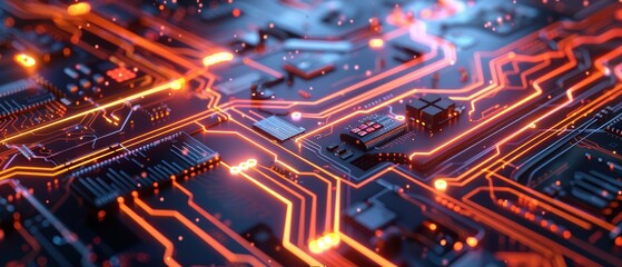 Intricate Patterns of Digital Electricity Circuits in Extreme Close-up Detail