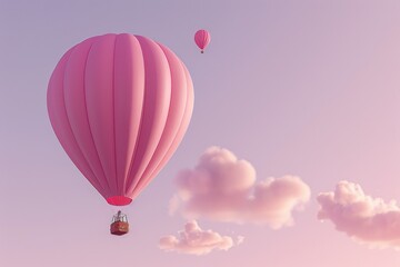 Fototapeta premium Colorful hot air balloon watermelon on pink background with text space.