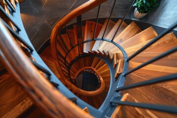 Fototapeta premium Architectural: Wooden and Metal Staircase