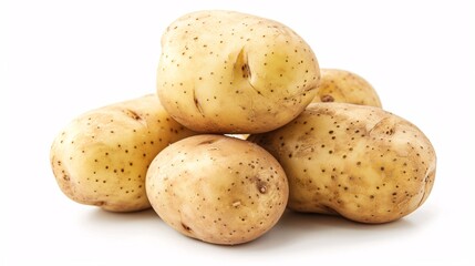 White background with a solitary potato.