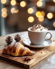 Croissant and hot chocolate