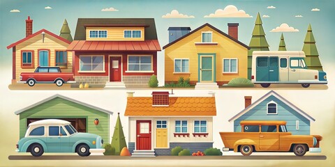 elements of house retro pop style image background