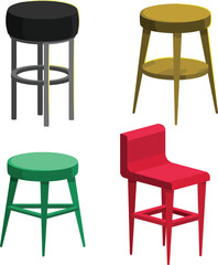 vector illustration of stool set