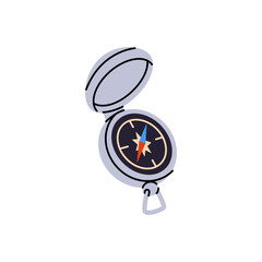 Compass for orientation, navigation in travel. Nautical equipment for showing direction. Marine magnetic tool with arrows to search location. Flat isolated vector illustration on white background © Paper Trident